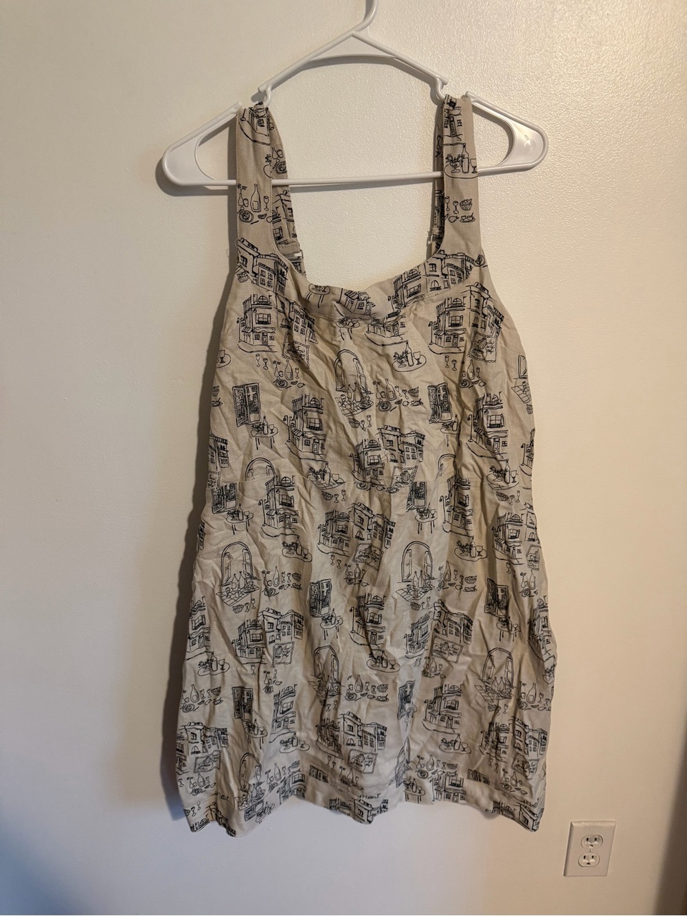 Abercrombie Italian Cafe Print Linen Blend Mini Dress